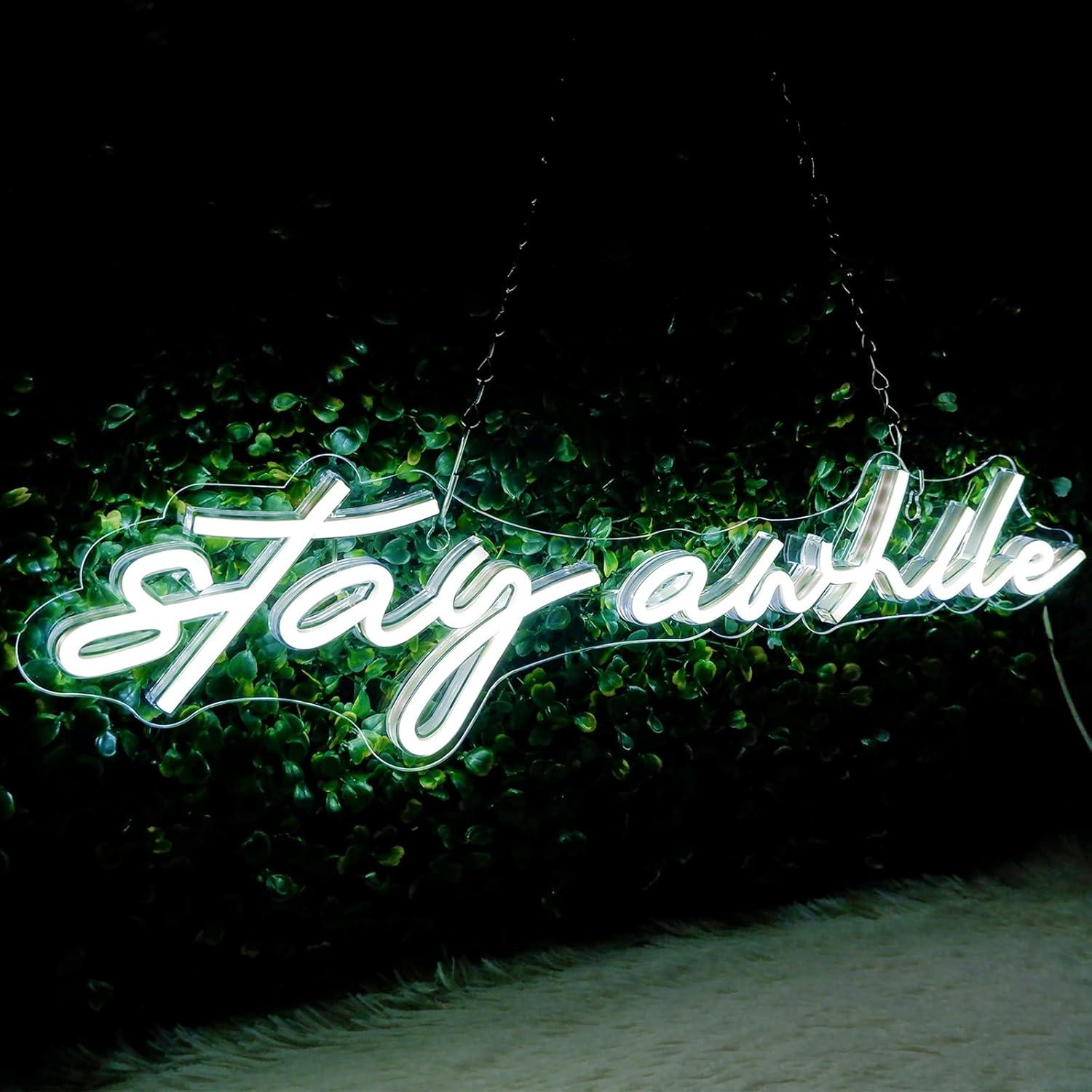 Home Bar Signs - Insegne al Neon 'Stay Awhile' con