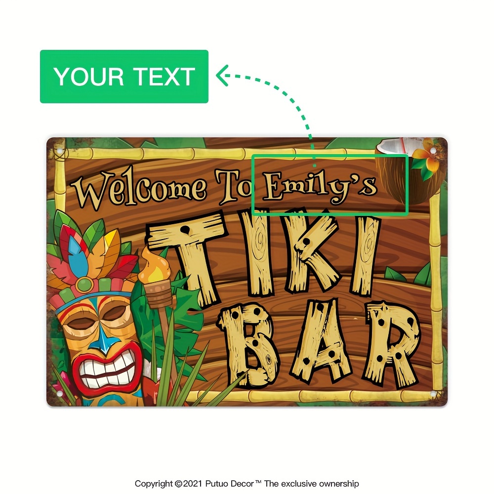 Home Bar And Kitchen - Insegna Personalizzata per Tiki Bar, Nome