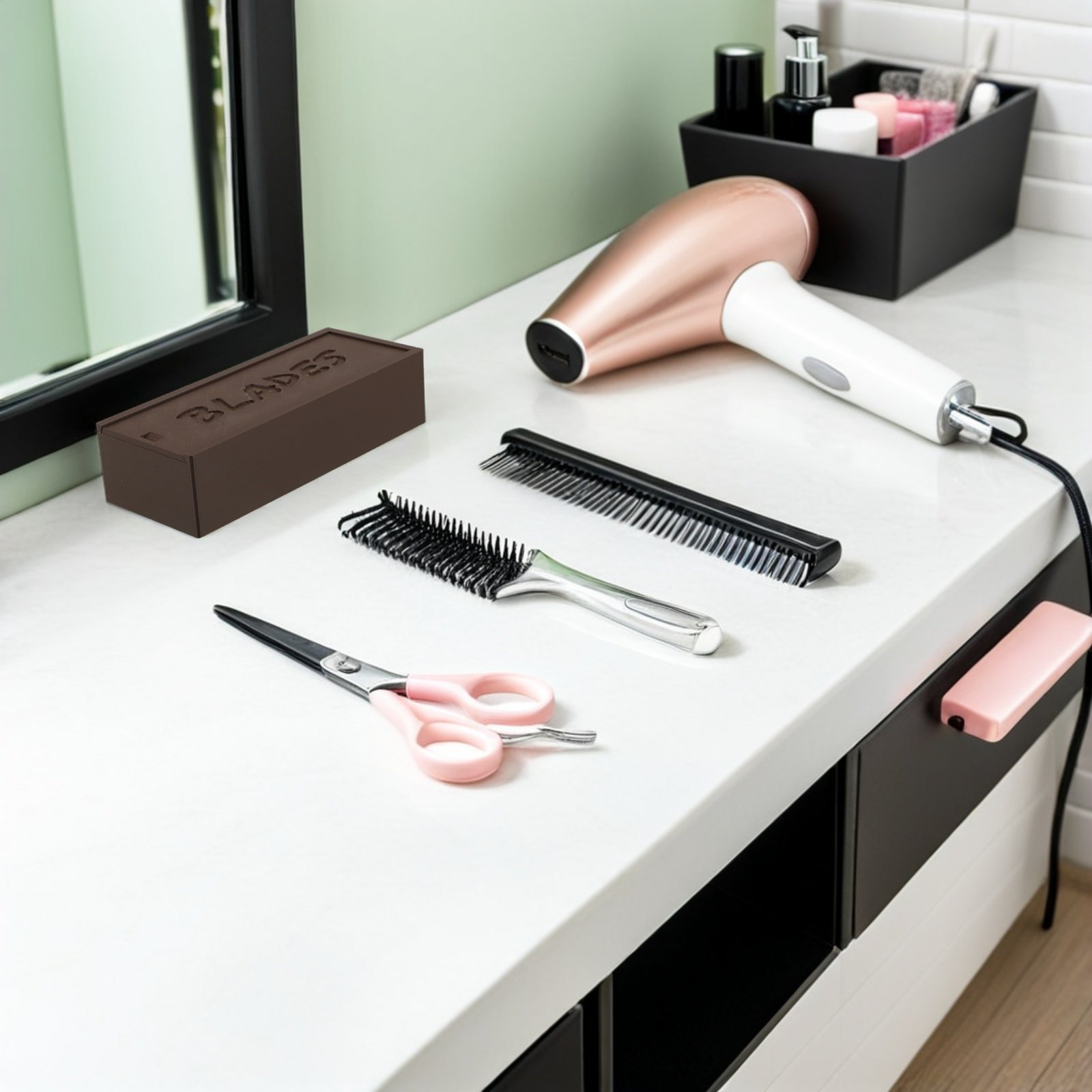 Home Barber - Contenitore porta lame a doppio scomparto